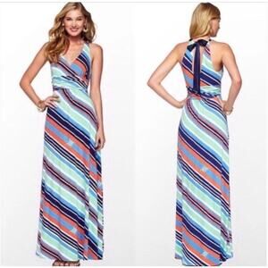 Lilly Pulitzer Amanda size medium Multicolor Knit Nautical Halter Maxi Dress